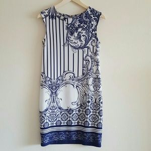 Blue and White Printed Dress